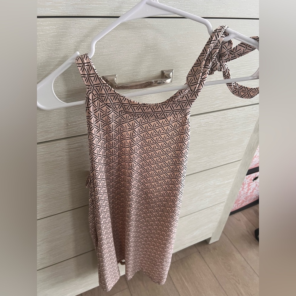 Banana Republic Women's Pink Patterned Tie-Shoulder Top